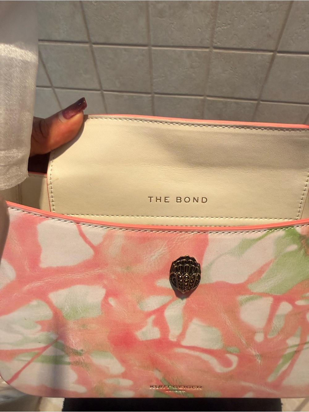 Kurt Geiger London "The Bond" All-Leather Tie-Dye Shoulder Bag. NWT. Full Set. - Picture 10 of 17